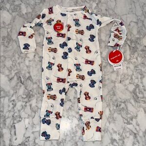Magnetic Me White and Blue Robot Print Kids Footie